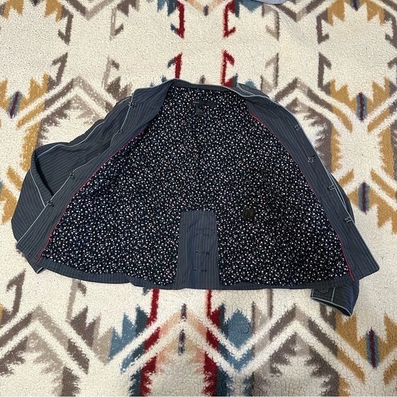 Vintage Marc Jacobs Military Button Gray Pinstripe Blazer Jacket - Picture 7 of 8